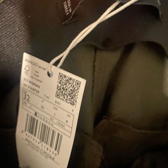 Mango Mid rise skinny olive green trouser dress pants - Picture 9 of 11